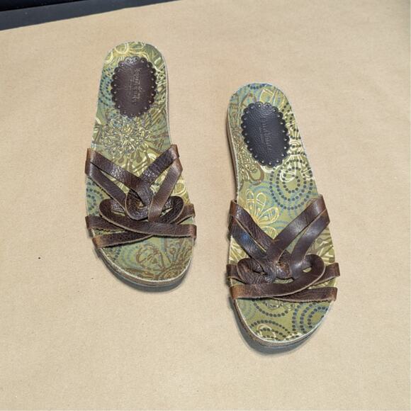 Sundance Leather Slip On Slide Sandals Boho Casual Minimalist Summer Womens 9 - Picture 1 of 5